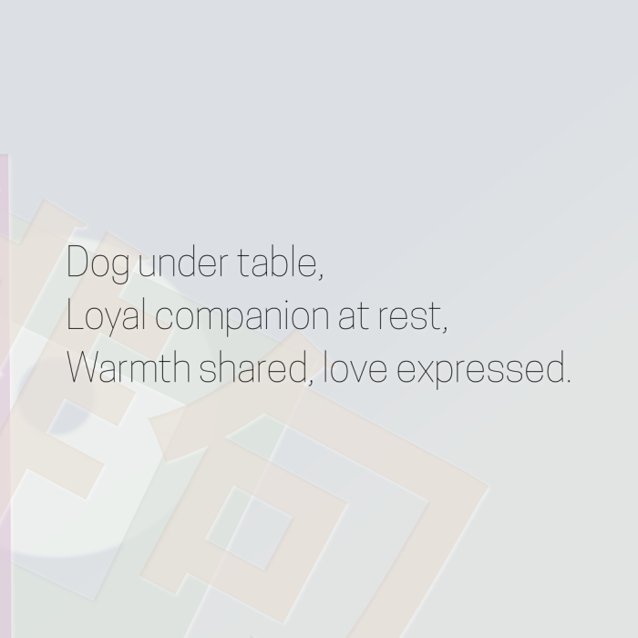 Dog under table, Loyal companion at rest, Warmth shared, love expressed.