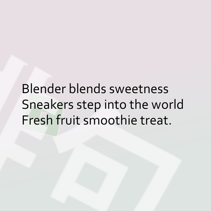 Blender blends sweetness Sneakers step into the world Fresh fruit smoothie treat.