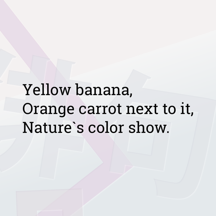Yellow banana, Orange carrot next to it, Nature`s color show.