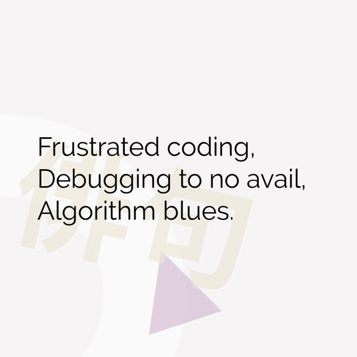 Frustrated coding, Debugging to no avail, Algorithm blues.