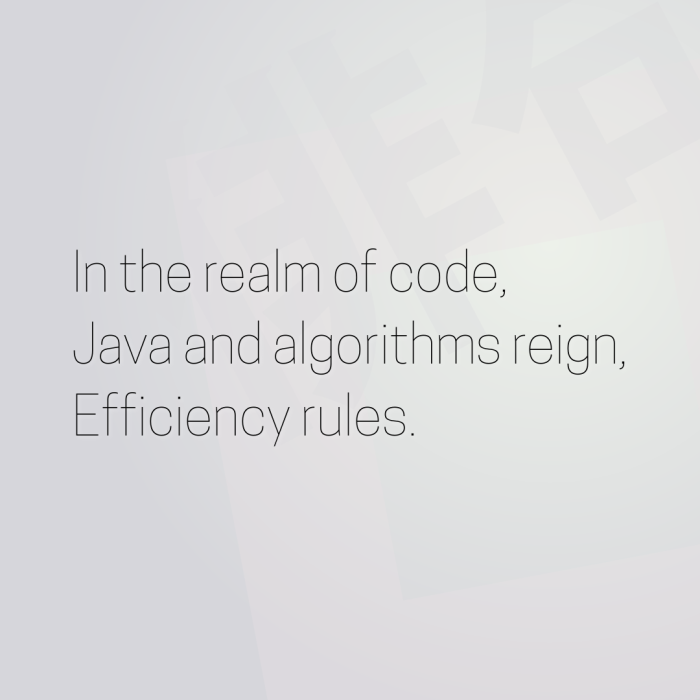 In the realm of code, Java and algorithms reign, Efficiency rules.