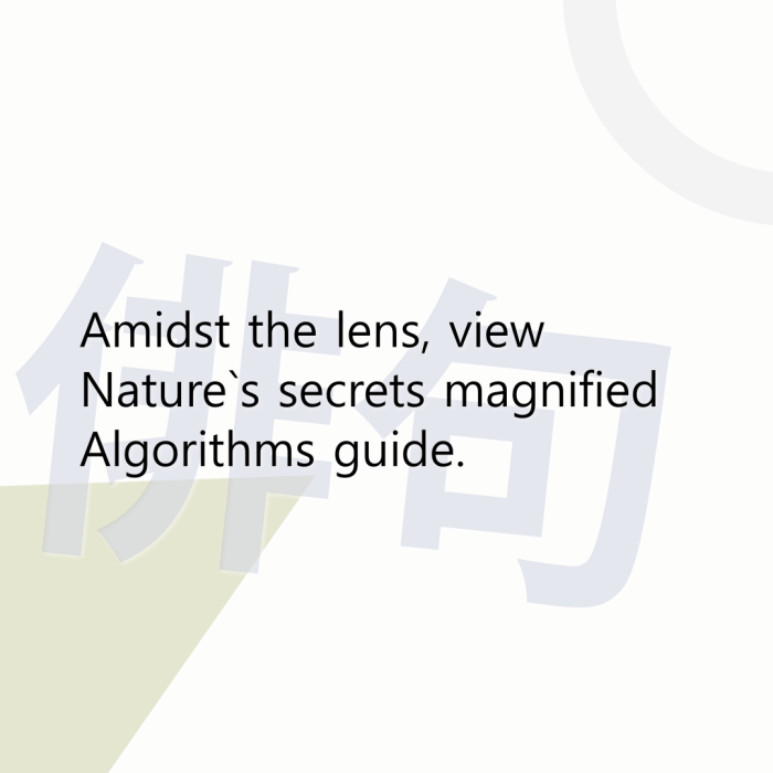 Amidst the lens, view Nature`s secrets magnified Algorithms guide.