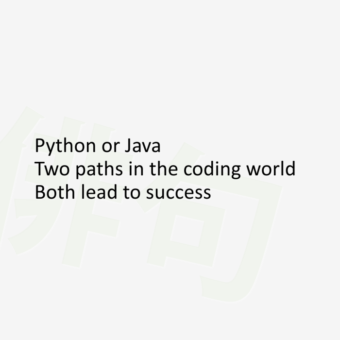 Python or Java Two paths in the coding world Both lead to success
