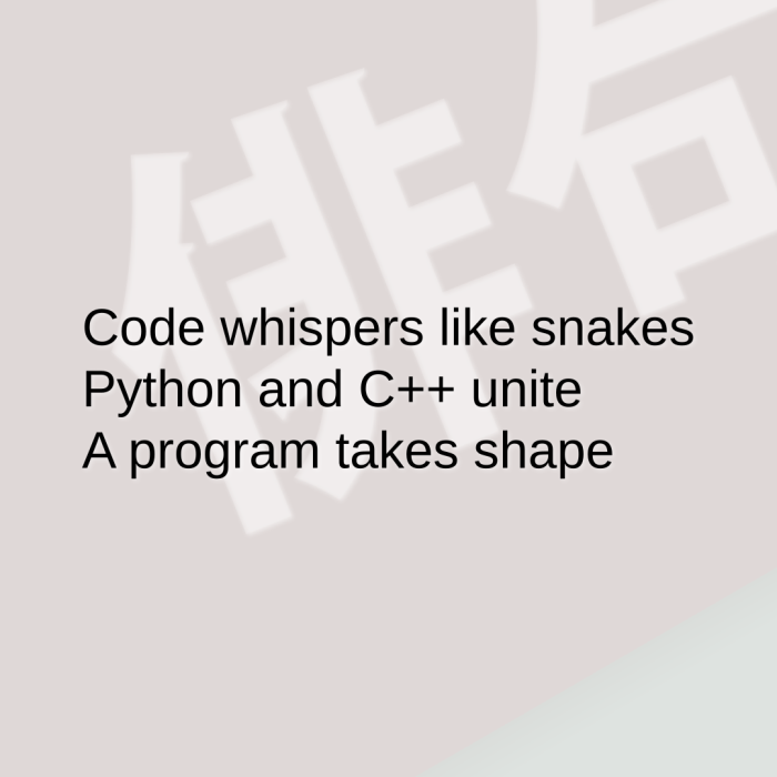 Code whispers like snakes Python and C++ unite A program takes shape