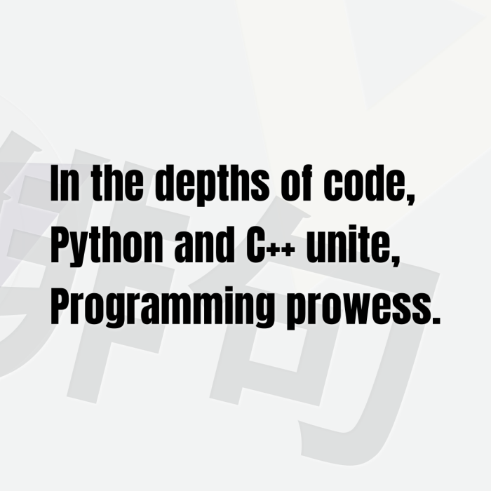 In the depths of code, Python and C++ unite, Programming prowess.