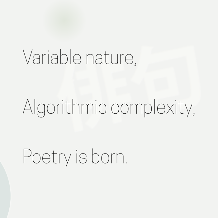 Variable nature, Algorithmic complexity, Poetry is born.