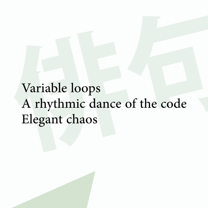 Variable loops A rhythmic dance of the code Elegant chaos