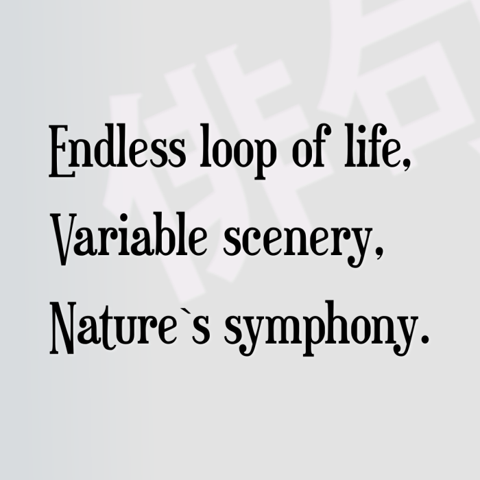 Endless loop of life, Variable scenery, Nature`s symphony.