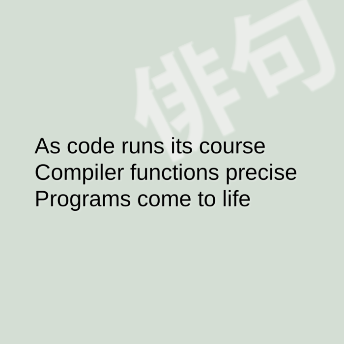 As code runs its course Compiler functions precise Programs come to life