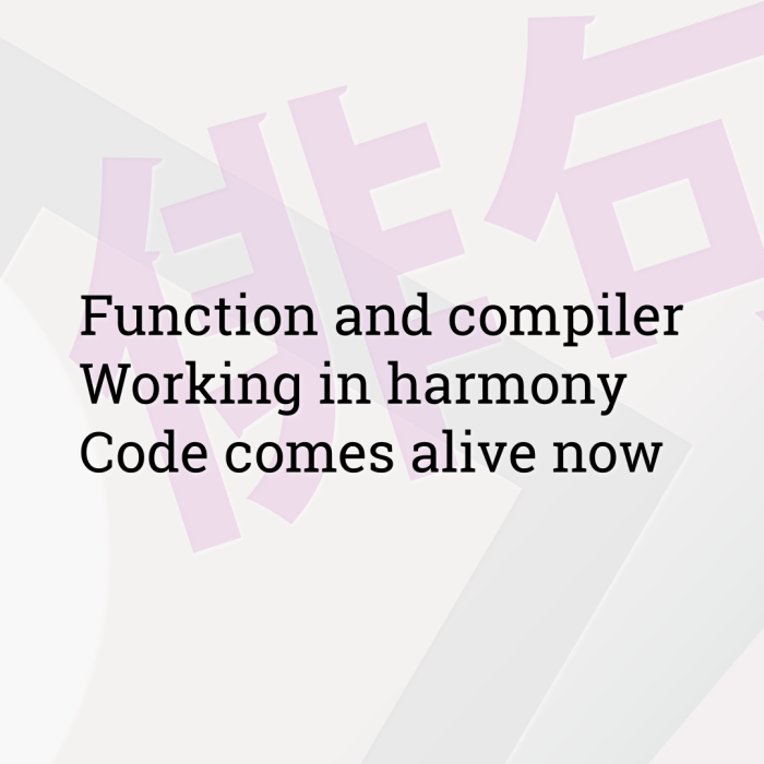 Function and compiler Working in harmony Code comes alive now