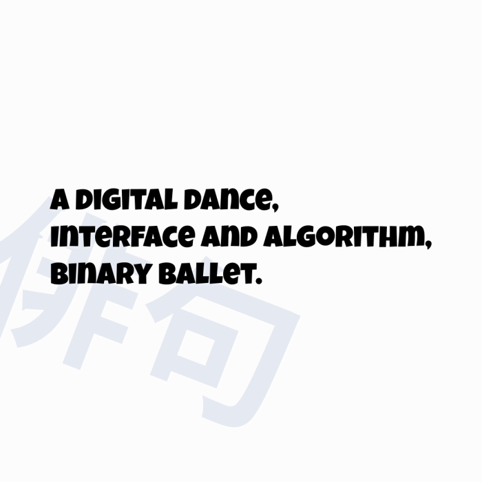 A digital dance, Interface and algorithm, Binary ballet.