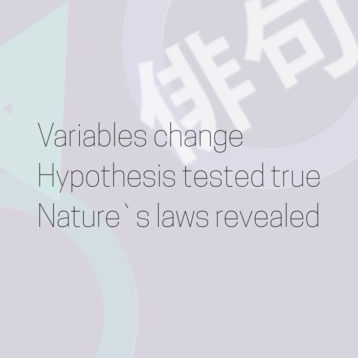 Variables change Hypothesis tested true Nature`s laws revealed