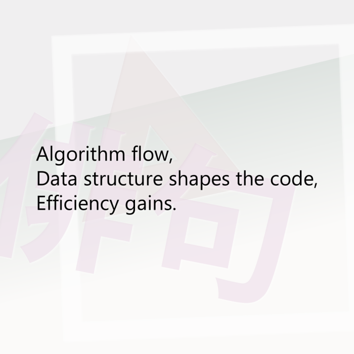 Algorithm flow, Data structure shapes the code, Efficiency gains.
