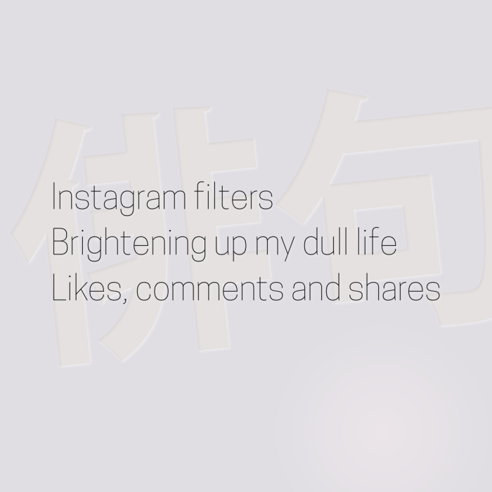 Instagram filters Brightening up my dull life Likes, comments and shares