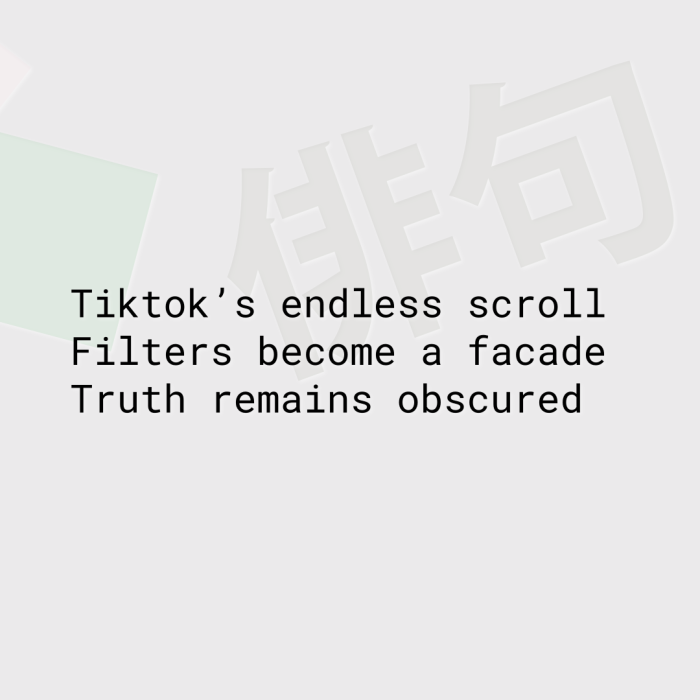 Tiktok’s endless scroll Filters become a facade Truth remains obscured