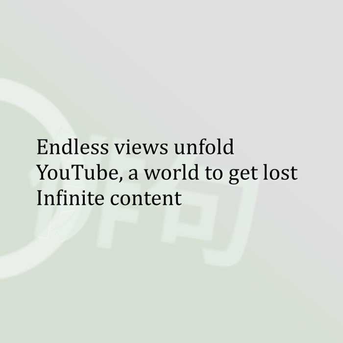 Endless views unfold YouTube, a world to get lost Infinite content