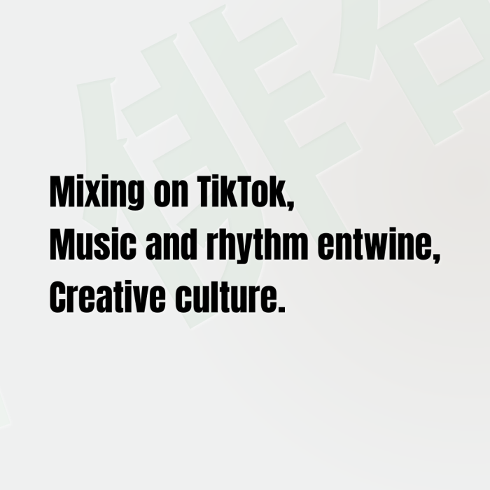 Mixing on TikTok, Music and rhythm entwine, Creative culture.