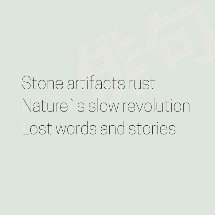 Stone artifacts rust Nature`s slow revolution Lost words and stories