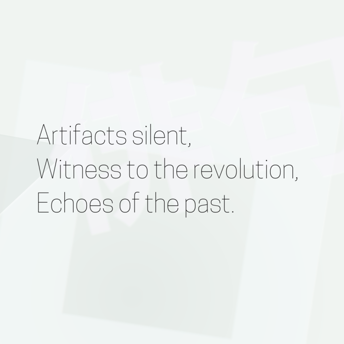 Artifacts silent, Witness to the revolution, Echoes of the past.