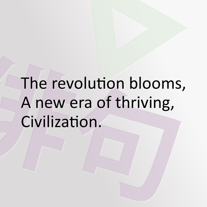 The revolution blooms, A new era of thriving, Civilization.