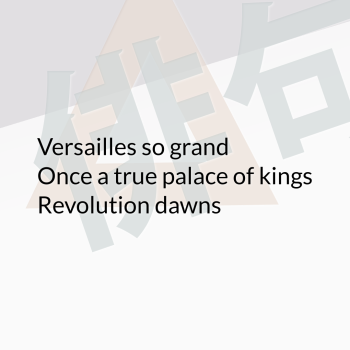 Versailles so grand Once a true palace of kings Revolution dawns