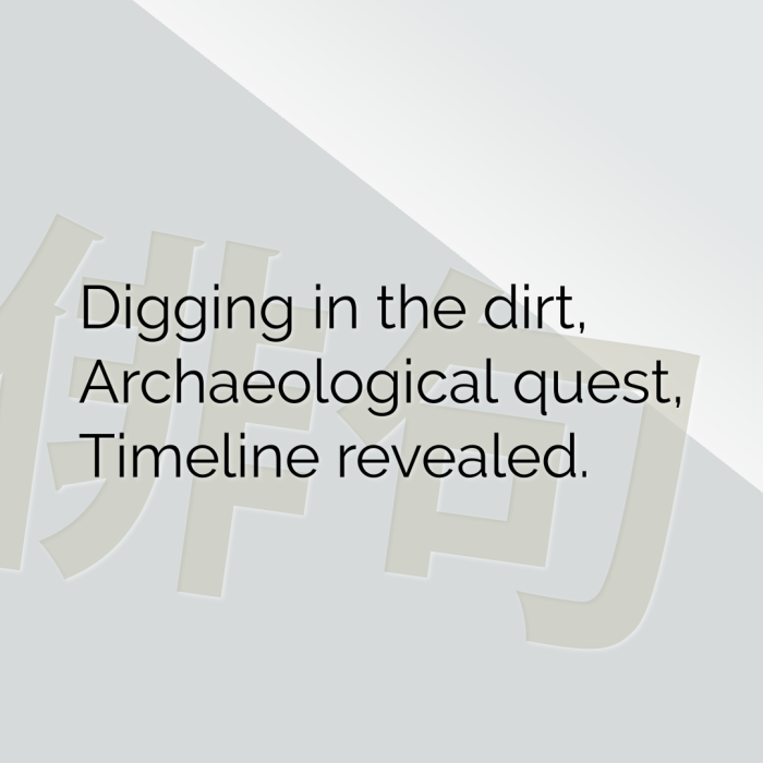 Digging in the dirt, Archaeological quest, Timeline revealed.