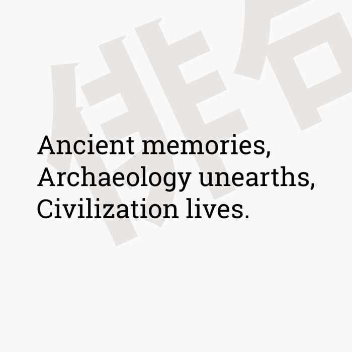 Ancient memories, Archaeology unearths, Civilization lives.