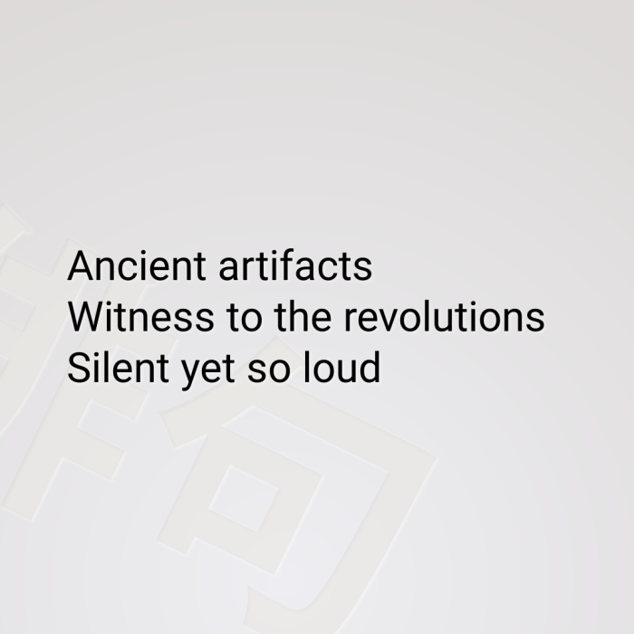 Ancient artifacts Witness to the revolutions Silent yet so loud
