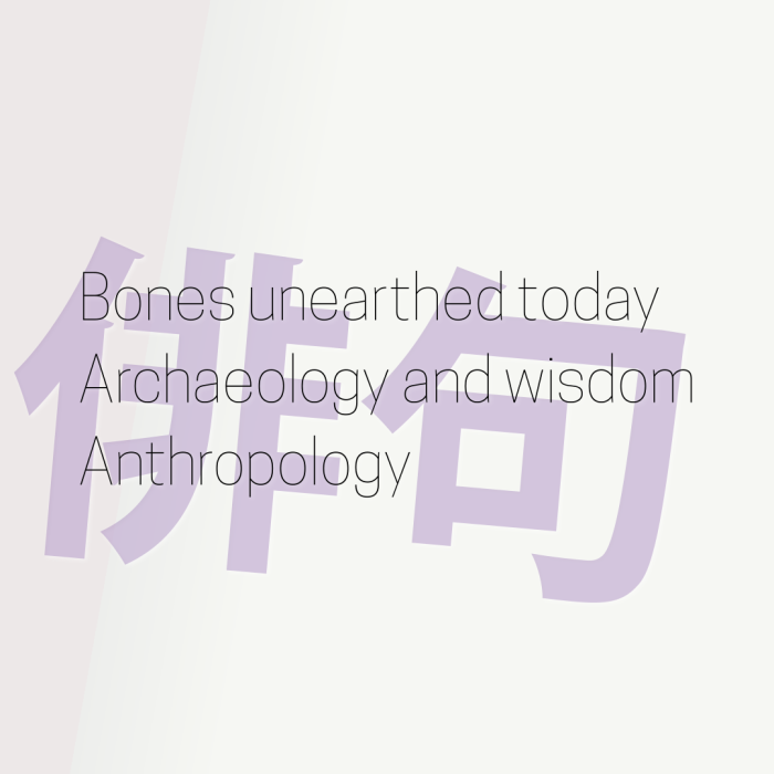 Bones unearthed today Archaeology and wisdom Anthropology