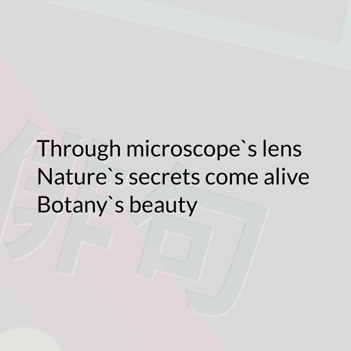 Through microscope`s lens Nature`s secrets come alive Botany`s beauty