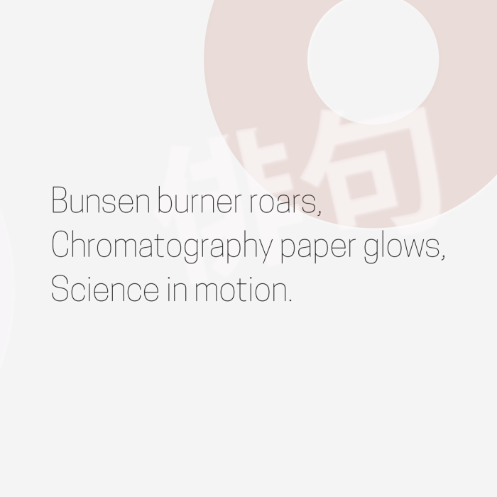 Bunsen burner roars, Chromatography paper glows, Science in motion.
