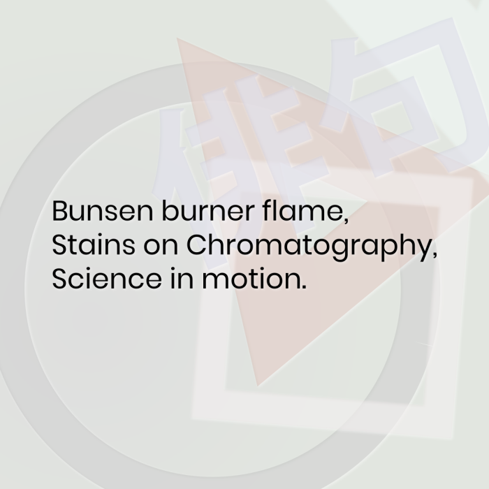 Bunsen burner flame, Stains on Chromatography, Science in motion.
