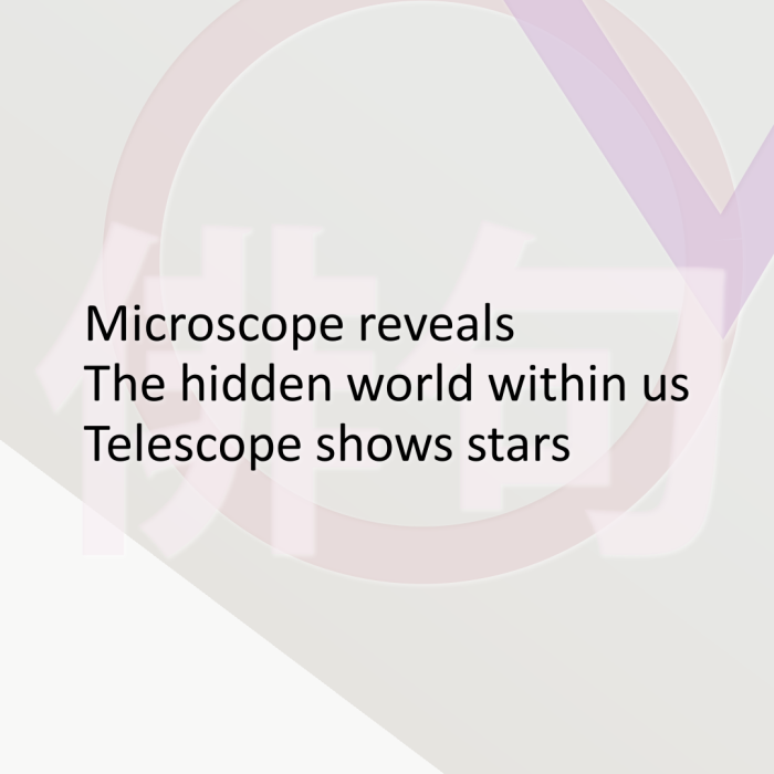 Microscope reveals The hidden world within us Telescope shows stars