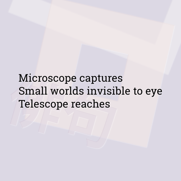 Microscope captures Small worlds invisible to eye Telescope reaches