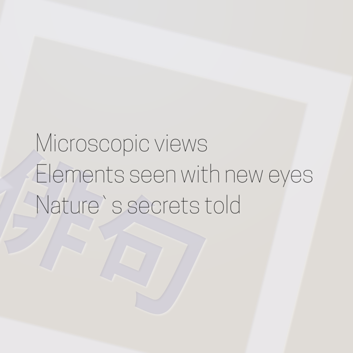 Microscopic views Elements seen with new eyes Nature`s secrets told