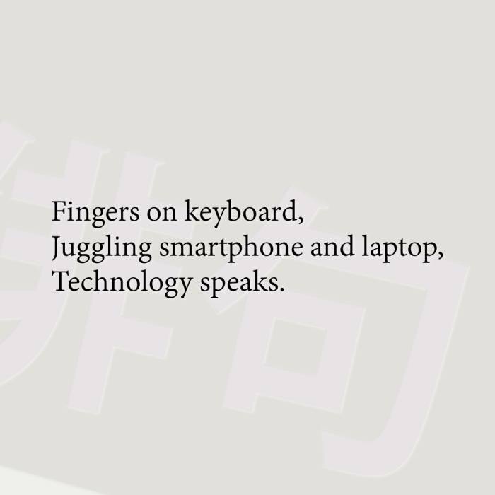 Fingers on keyboard, Juggling smartphone and laptop, Technology speaks.