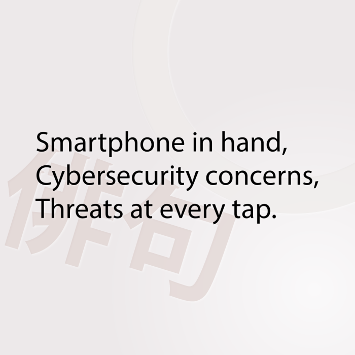 Smartphone in hand, Cybersecurity concerns, Threats at every tap.